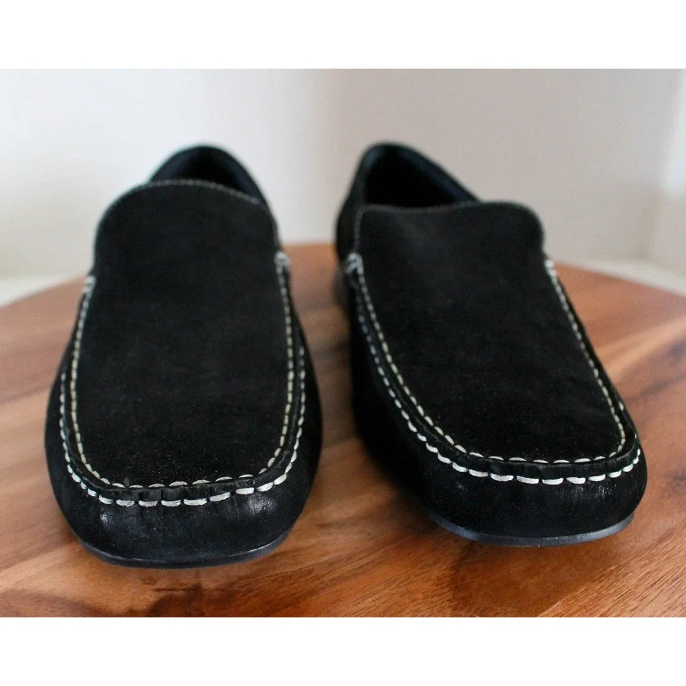 Gordon Rush Shoes Mens 9 Black Suede Slip On Loafers Moc Toe Drivers